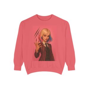 Unisex Garment-Dyed Sweatshirt – Wednesday Addams Inspired Gothic Halloween Pullover
