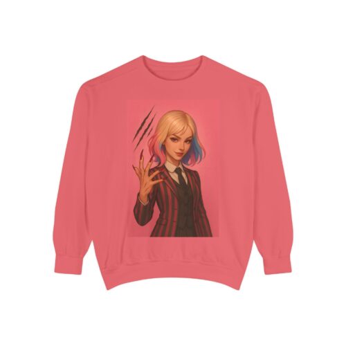 Unisex Garment-Dyed Sweatshirt – Wednesday Addams Inspired Gothic Halloween Pullover