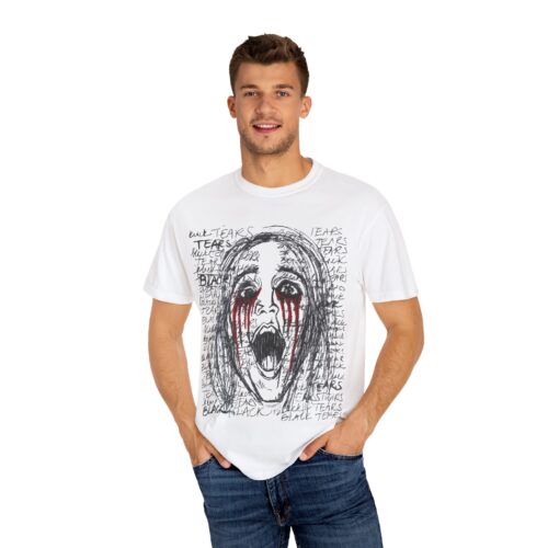 Screaming Emotion Horror Tee – Wednesday Addams Style Gothic Halloween T-Shirt - Image 4