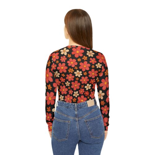 Bohemian Floral Long Sleeve V-Neck Shirt, Cozy Fall Fashion, Stylish Everyday Wear, Unique Gift for Her, Perfect for Casual Outings - Image 4