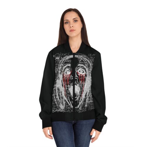 Women's Bomber Jacket with Artistic Tear Design - Unique Fashion Statement, Streetwear, Layering Piece, Gift for Her, Graphic Jacket - Image 3