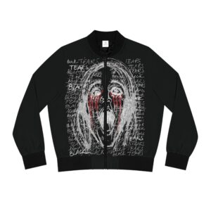 Women's Bomber Jacket with Artistic Tear Design - Unique Fashion Statement, Streetwear, Layering Piece, Gift for Her, Graphic Jacket