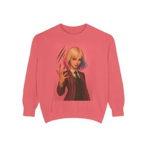 Unisex Garment-Dyed Sweatshirt – Wednesday Addams Inspired Gothic Halloween Pullover