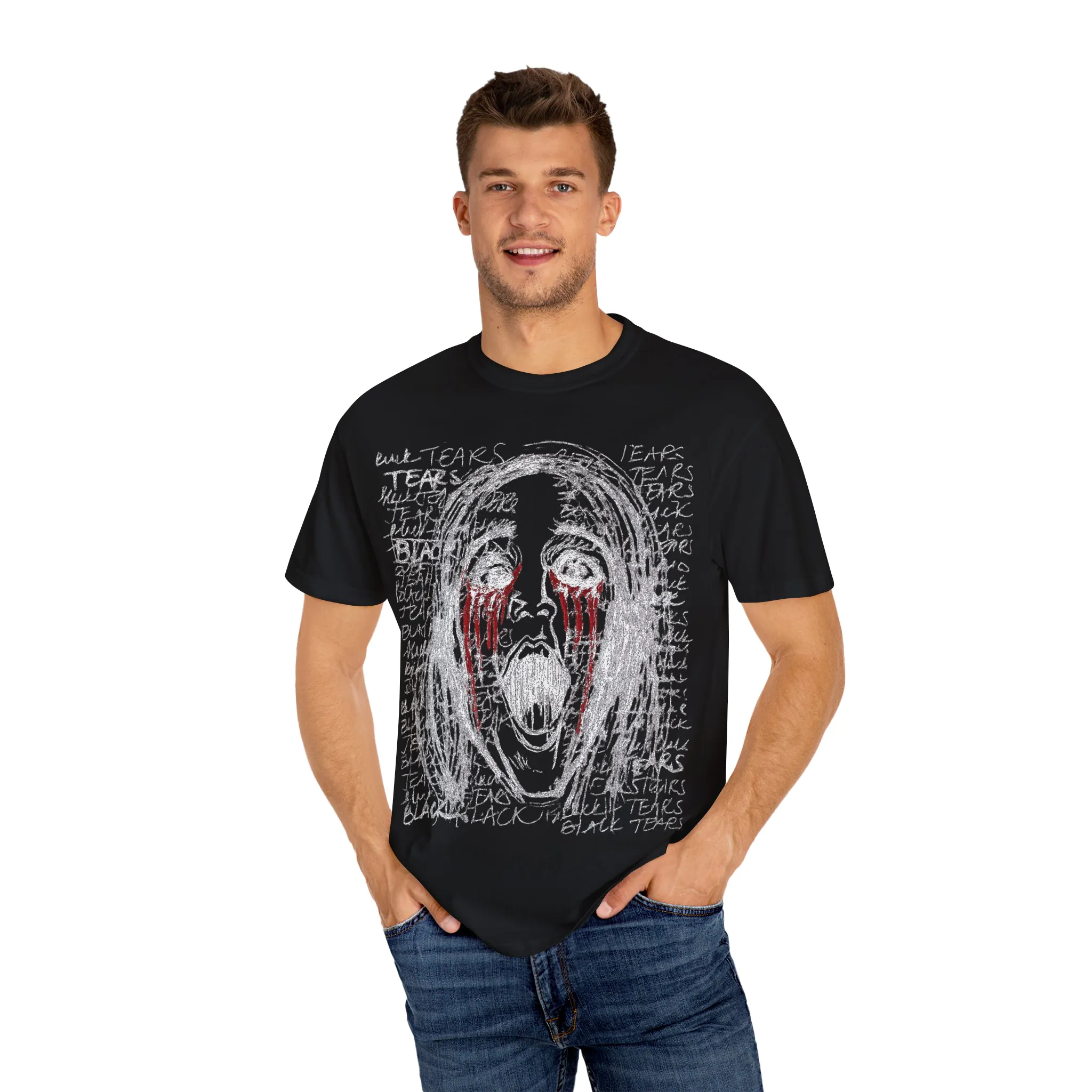 Emotional Expression T-Shirt, Grunge Graphic Tee for Art Lovers, Unisex Casual Wear, Unique Gift Idea, Music Festival Outfit - Image 4