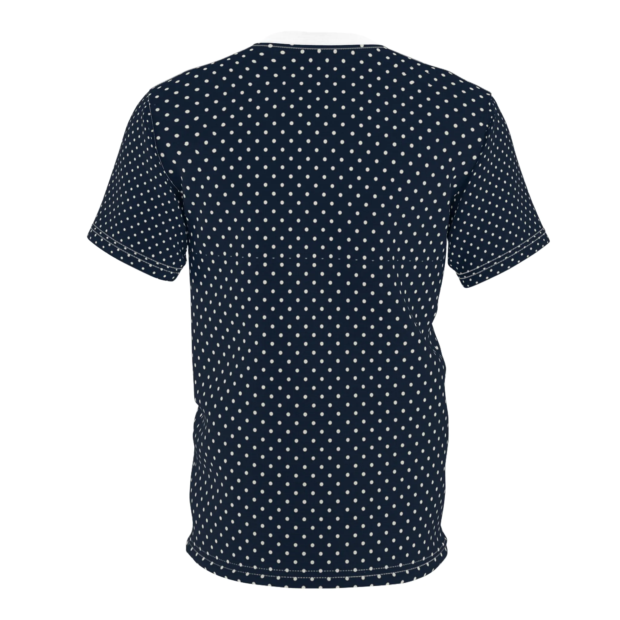 Navy Polka Dot Unisex Tee, Casual Wear, Everyday Clothing, Gift for Him/Her, Trendy Fashion, Summer Wardrobe Essential - Image 3