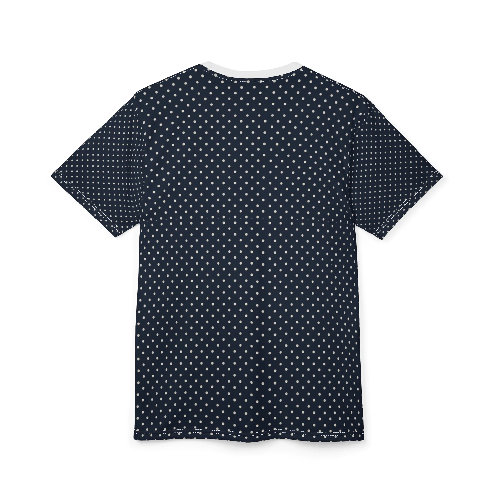 Navy Polka Dot Unisex Tee, Casual Wear, Everyday Clothing, Gift for Him/Her, Trendy Fashion, Summer Wardrobe Essential - Image 4