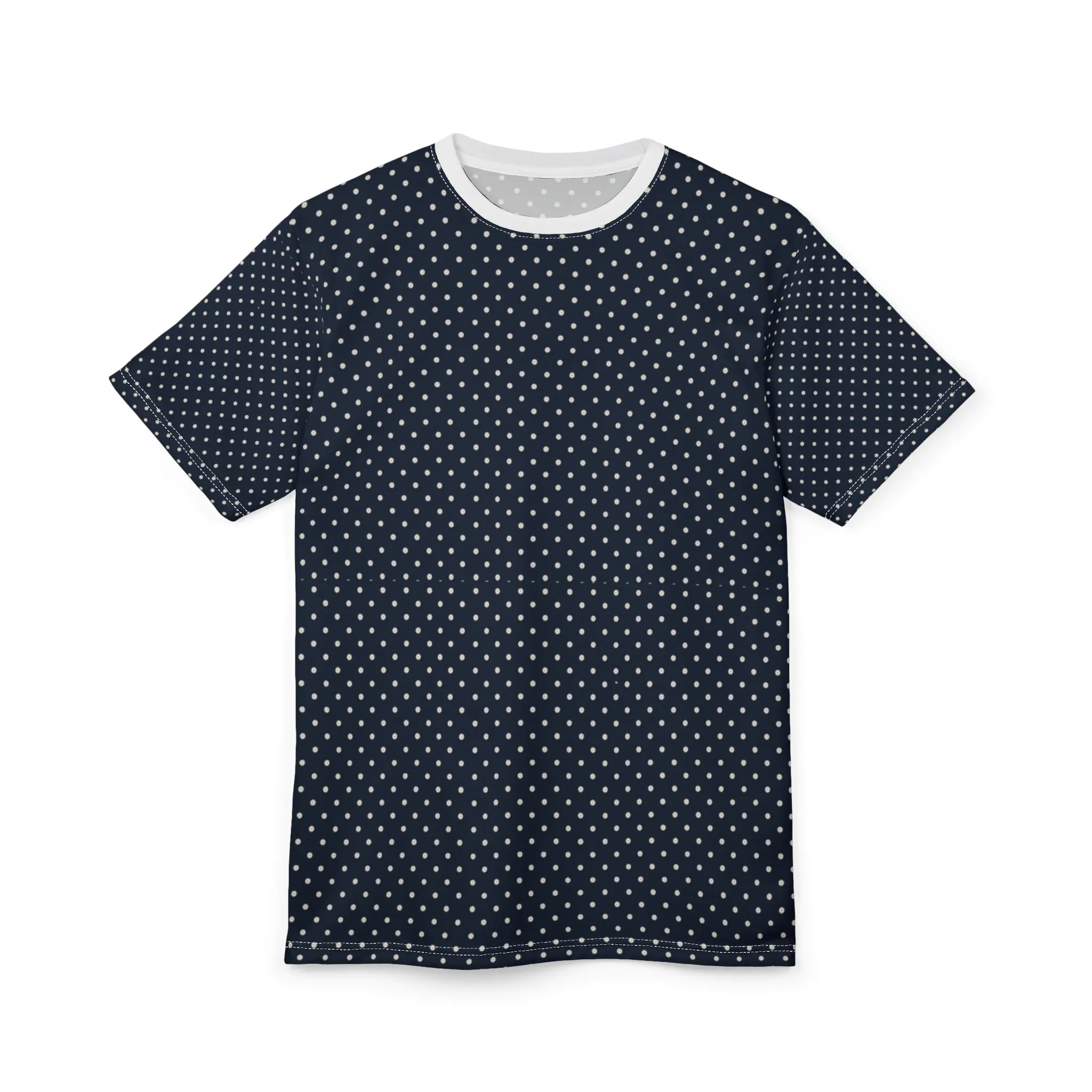 Navy Polka Dot Unisex Tee, Casual Wear, Everyday Clothing, Gift for Him/Her, Trendy Fashion, Summer Wardrobe Essential - Image 2