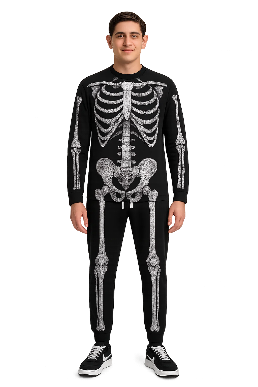 Men's Skeleton Print Long Sleeve Shirt, Halloween Top, Casual Wear, Spooky Theme Shirt, Unique Graphic Tee, Unisex Shirt - Image 5